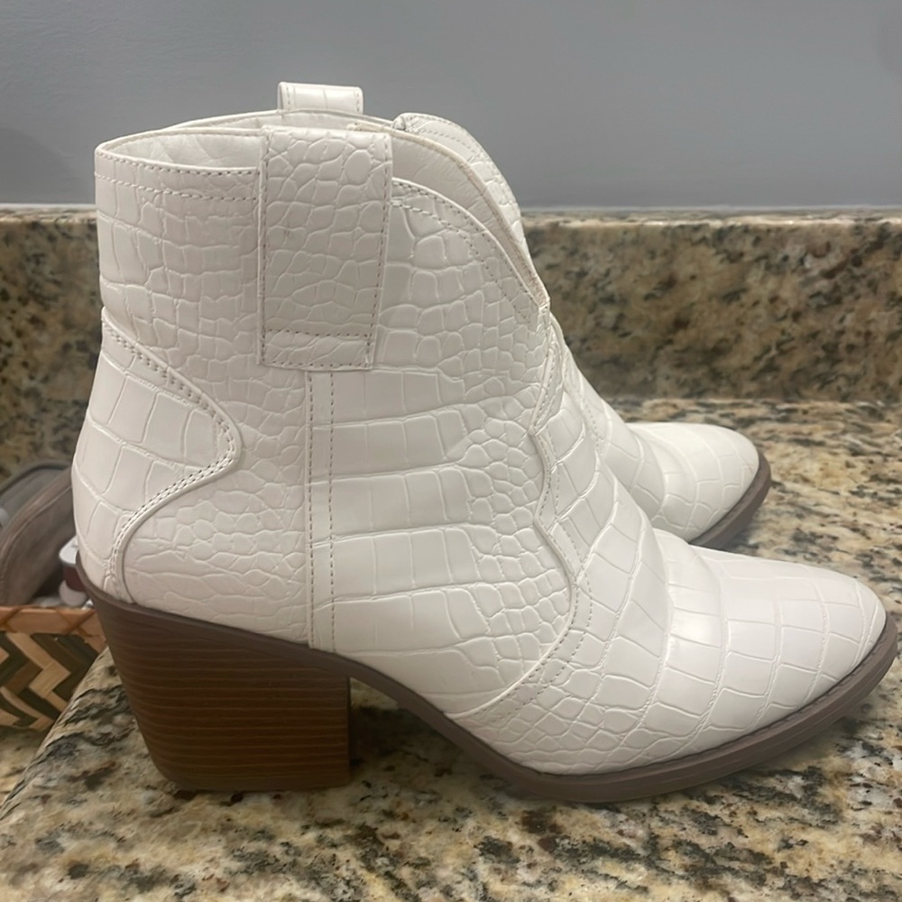White ankle cowboy boots